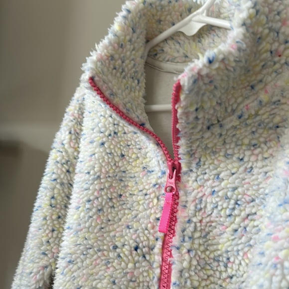 J Crew/ Crewcuts Confetti Faux Fur 1/2 Zip Fleece w Neon Pink Zipper - Picture 5 of 11
